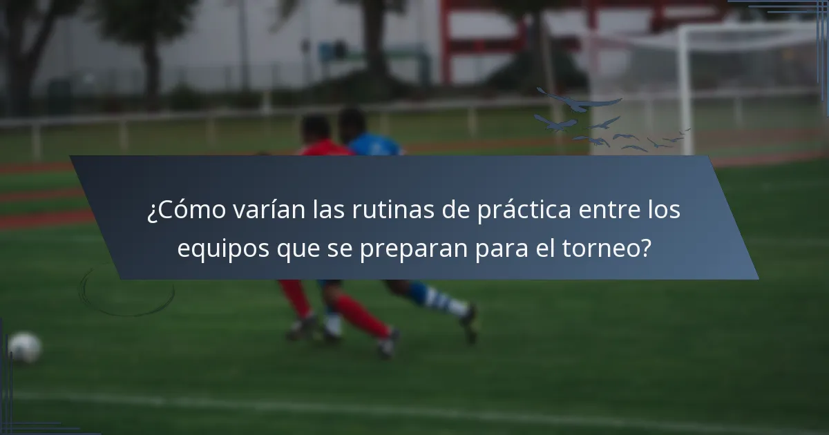 ¿Cómo varían las rutinas de práctica entre los equipos que se preparan para el torneo?