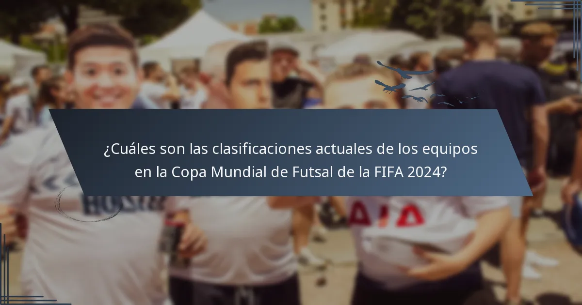 ¿Cuáles son las clasificaciones actuales de los equipos en la Copa Mundial de Futsal de la FIFA 2024?