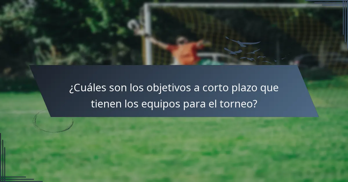 ¿Cuáles son los objetivos a corto plazo que tienen los equipos para el torneo?